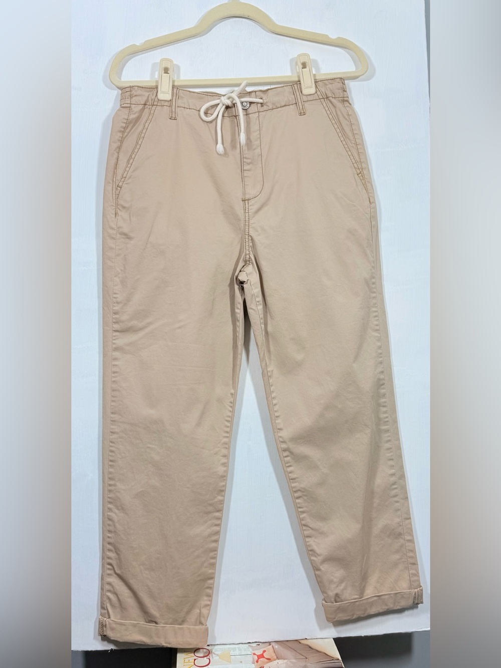 Kensie Beige Drawstring Chino Pants